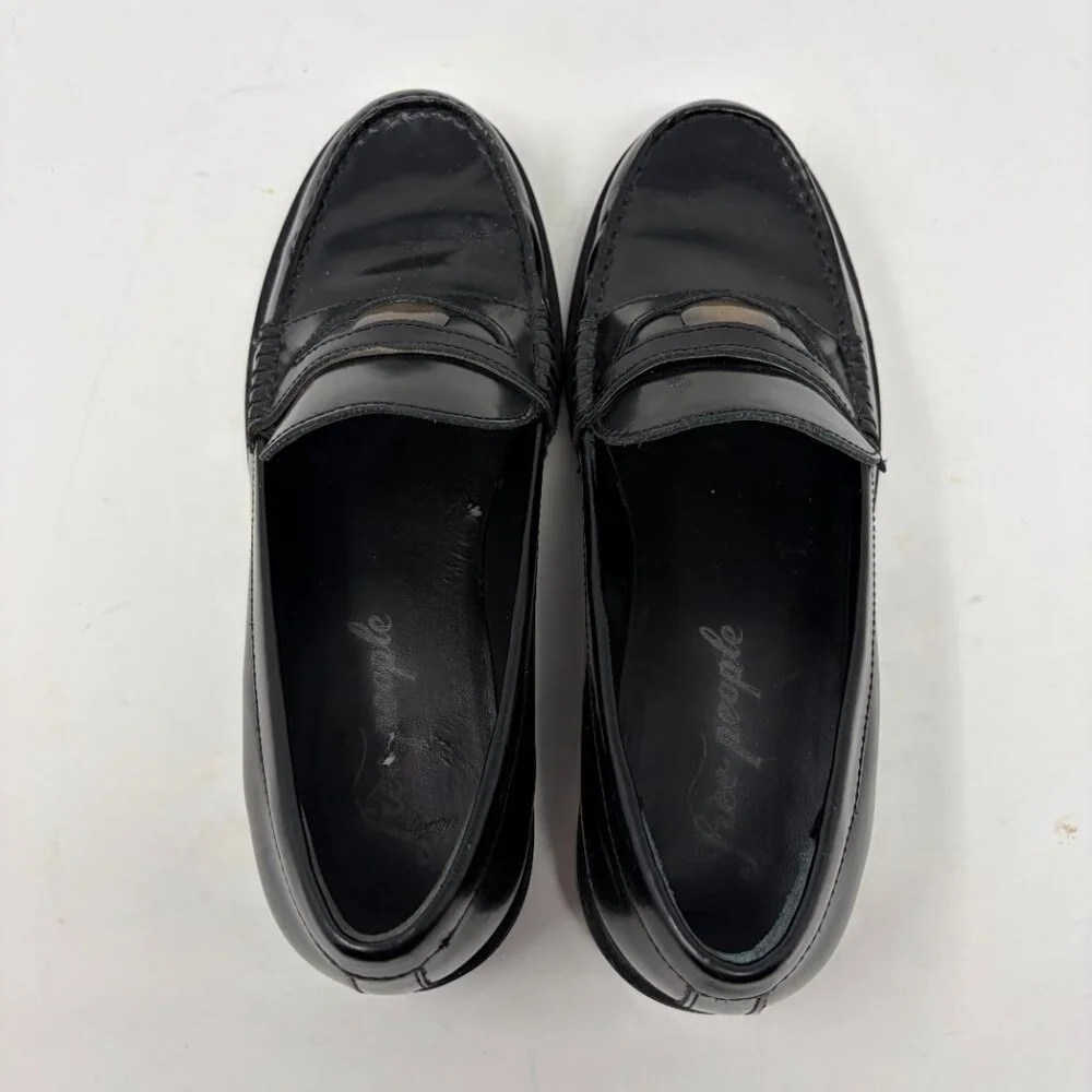 Free People women's Liv Penny Loafers shoes black 38.5 $138 - Picture 7 of 12